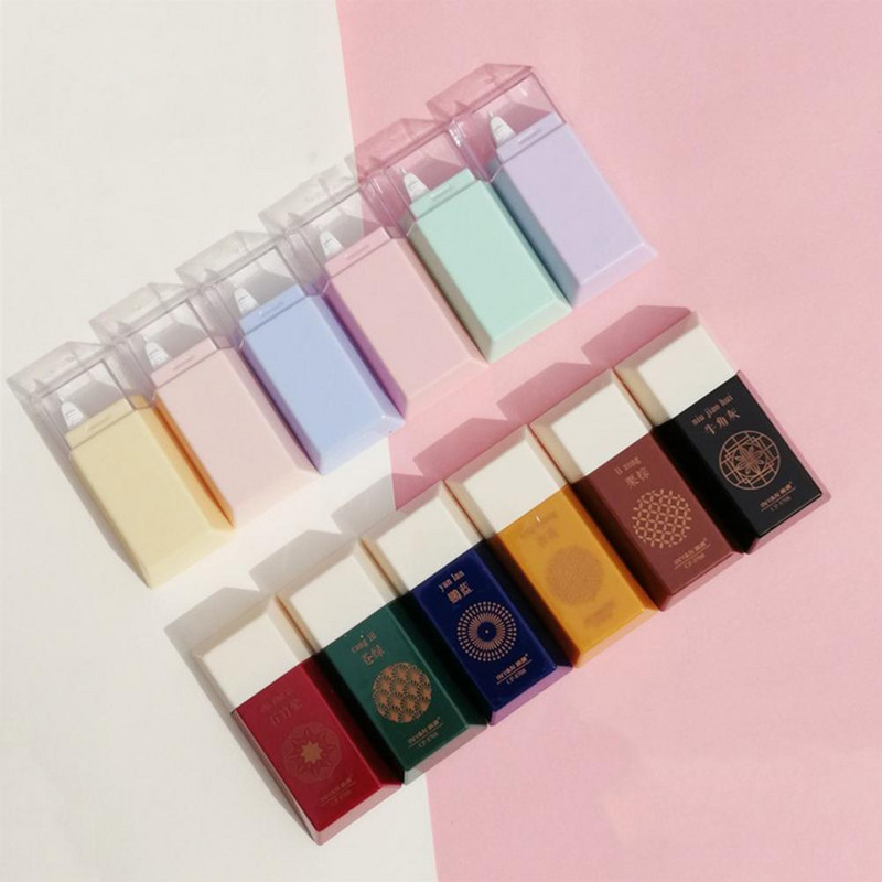 6Pcs Mini Valjak za korekciju Gumica za ispravljanje Glatka klizna kockasta traka za korekciju PS Ispravite pogrešku Uredski pribor