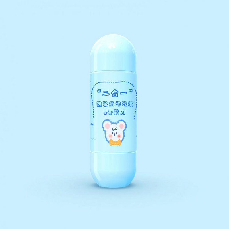 Suurepärane keskkonnasõbralik praktiline termiliselt tundlik paberi korrigeerimise vedelik koos lõikuriga kaasaskantava parandusvedelikuga kontorisse