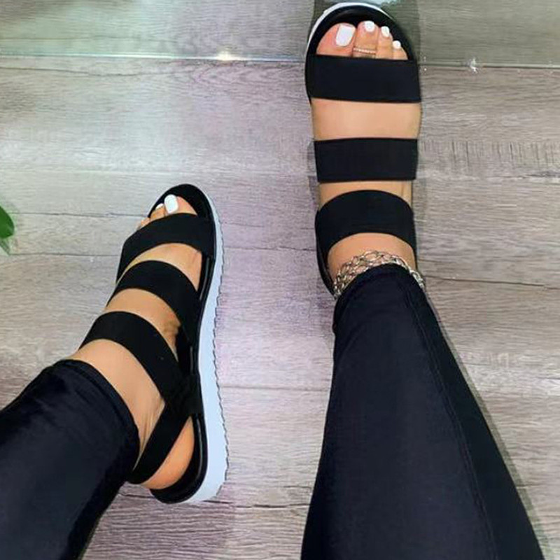 Ženske sandale Ravne sandale od rastezljive tkanine Ljetne cipele Za žene Cipele za plažu 2023 Nove ležerne sandalije Mujer Ljetna obuća