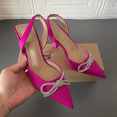 Cipele za žene 2023. Sandale Luksuzni brend Ljetna moda Transparentes Rhinestones Papuče sa šiljastom petom Ženske seksi salonke