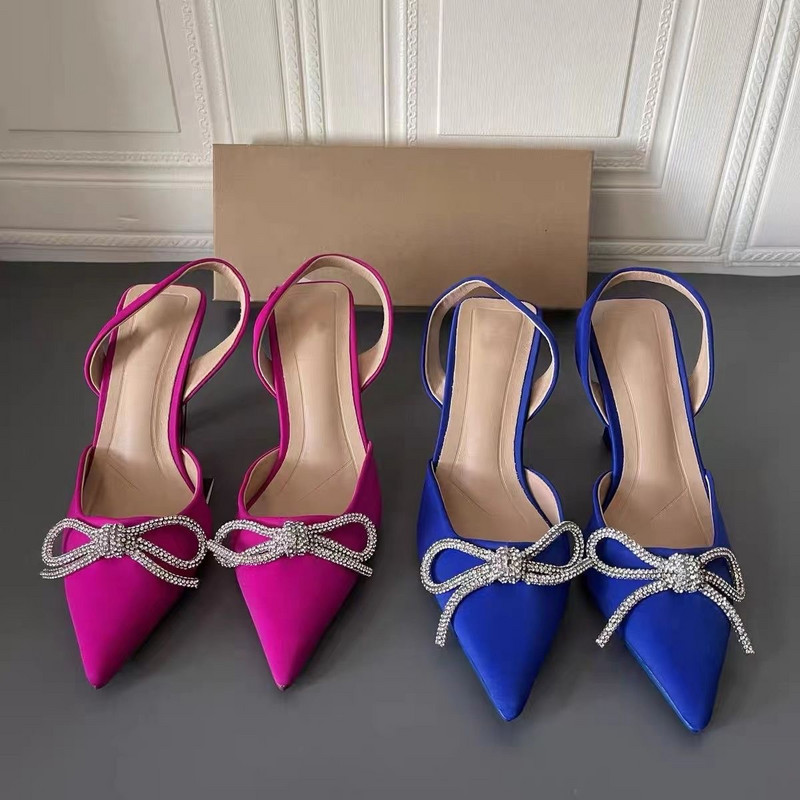 Cipele za žene 2023. Sandale Luksuzni brend Ljetna moda Transparentes Rhinestones Papuče sa šiljastom petom Ženske seksi salonke