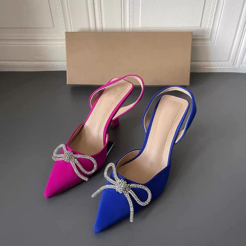 Cipele za žene 2023. Sandale Luksuzni brend Ljetna moda Transparentes Rhinestones Papuče sa šiljastom petom Ženske seksi salonke