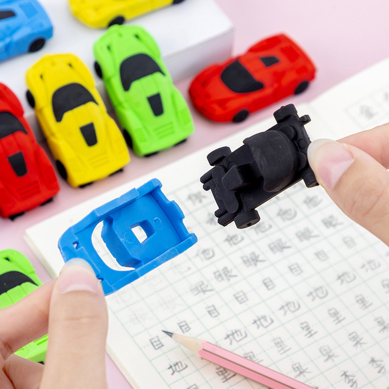 Kreativni slatki automobilski gumeni crtani trodimenzionalni odvojivi uredski pribor za brisanje