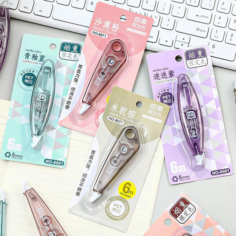 6 bucăți bandă de corectare durabilă, glisantă netedă, multifuncțională, convenabilă, bandă de corectare a scrisului, role