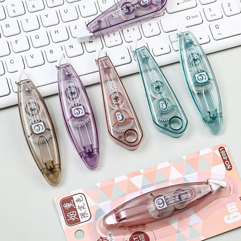 6 bucăți bandă de corectare durabilă, glisantă netedă, multifuncțională, convenabilă, bandă de corectare a scrisului, role