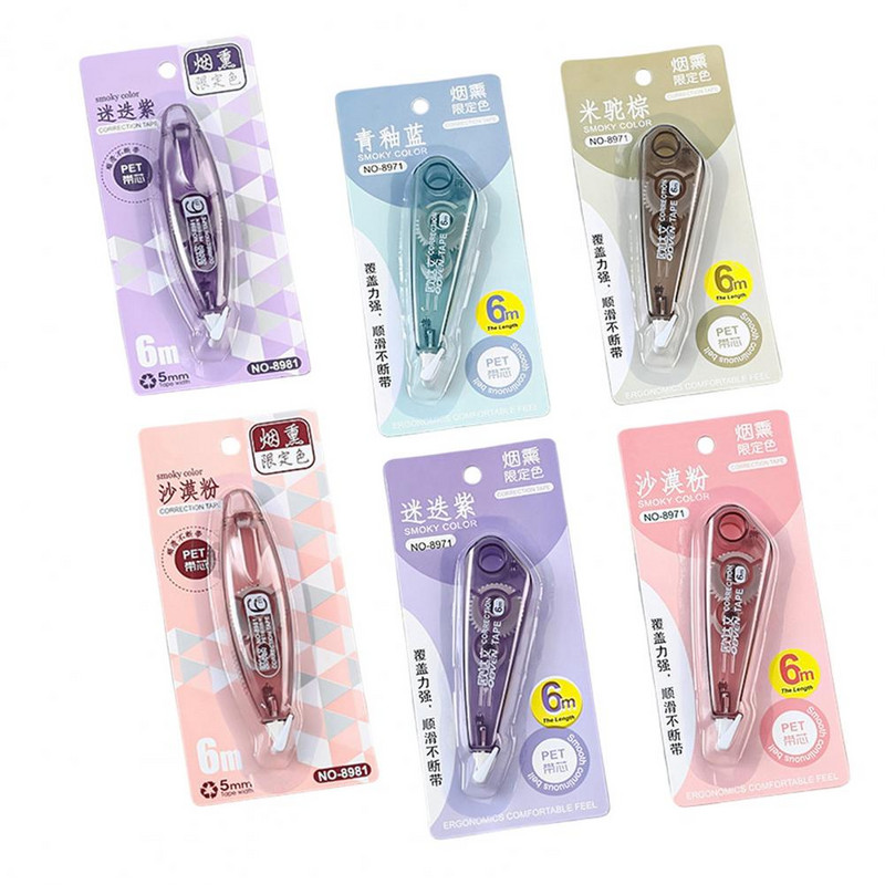 6 bucăți bandă de corectare durabilă, glisantă netedă, multifuncțională, convenabilă, bandă de corectare a scrisului, role