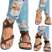 Ljetne ženske tange sandale gladijator sandale s remenom za gležnjeve s platformom ravne cipele s metalnom kopčom ženske cipele za plažu velike veličine