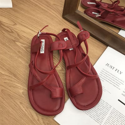 Ženske ravne sandale s štipaljkama za prste Ljetne cipele 2022. Nove uzročne ženske cipele Modne japanke s uskom trakom za plažu Tobogani Zapatos Mujer
