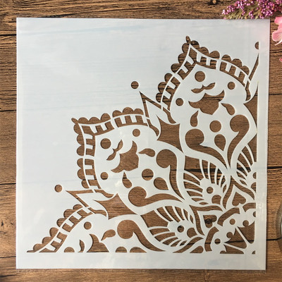 30*30cm Geometrie mare Mandala rotund DIY Stratificare Șabloane Pictură Album de însemnări de colorat embosare Album șablon decorativ