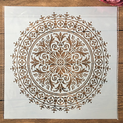 30*30cm Geometrie mare Mandala rotund DIY Stratificare Șabloane Pictură Album de însemnări de colorat embosare Album șablon decorativ