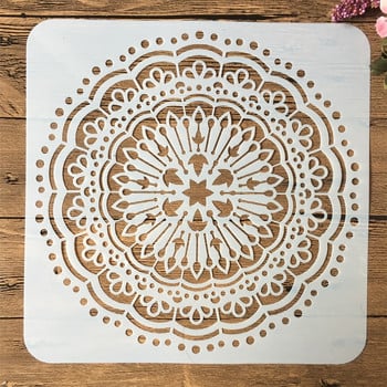 9 τεμ/συσκευασία 15*15 cm Mandala Στρογγυλή γεωμετρία στένσιλ με στρώσεις DIY Ζωγραφική Λεύκωμα χρωματισμού Διακοσμητικό πρότυπο άλμπουμ με ανάγλυφο