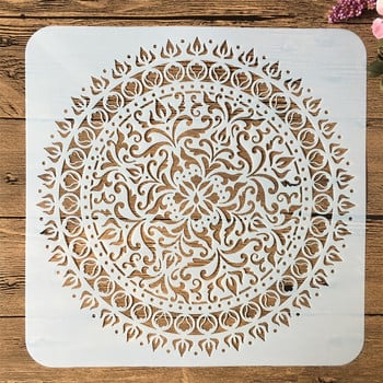 9 τεμ/συσκευασία 15*15 cm Mandala Στρογγυλή γεωμετρία στένσιλ με στρώσεις DIY Ζωγραφική Λεύκωμα χρωματισμού Διακοσμητικό πρότυπο άλμπουμ με ανάγλυφο