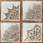 20*20cm mandala 1/4 riteņa aplis budisms DIY slāņošanas trafareti gleznošana albums Krāsošana reljefs albums dekoratīvā veidne