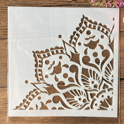 20*20cm mandala 1/4 riteņa aplis budisms DIY slāņošanas trafareti gleznošana albums Krāsošana reljefs albums dekoratīvā veidne
