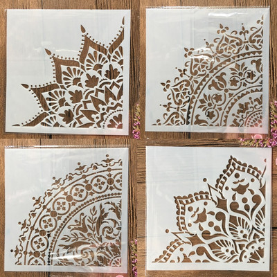20*20cm mandala 1/4 riteņa aplis budisms DIY slāņošanas trafareti gleznošana albums Krāsošana reljefs albums dekoratīvā veidne