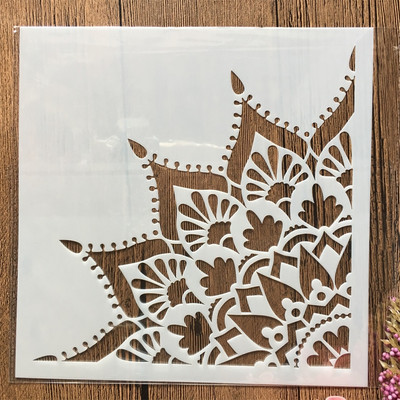 20*20cm mandala 1/4 riteņa aplis budisms DIY slāņošanas trafareti gleznošana albums Krāsošana reljefs albums dekoratīvā veidne