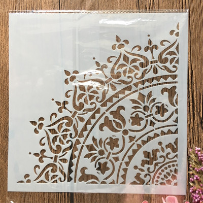 20*20cm mandala 1/4 riteņa aplis budisms DIY slāņošanas trafareti gleznošana albums Krāsošana reljefs albums dekoratīvā veidne