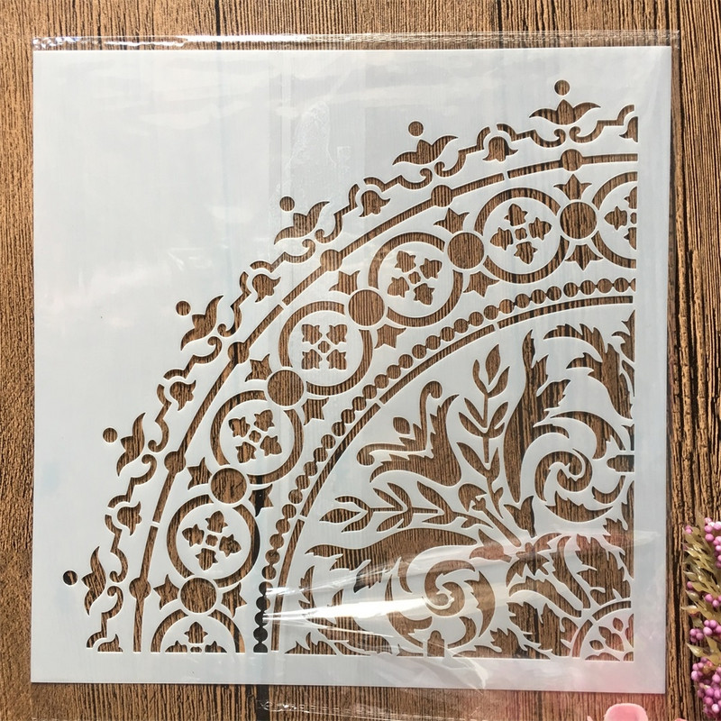 20 * 20 cm Mandala 1/4 rato ratas Budizmas „pasidaryk pats“ sluoksniavimo trafaretai, tapyba iškarpų albumas, spalvinimas, reljefinis albumas, dekoratyvinis šablonas