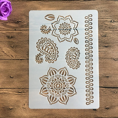 Șabloane de pictură pe perete cu flori de dimensiune A4, ștampilă Album de însemnări, embosare decorativă, hârtie artizanală, șablon de etichetă de flori DIY