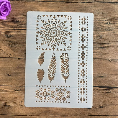 Șabloane de pictură pe perete cu flori de dimensiune A4, ștampilă Album de însemnări, embosare decorativă, hârtie artizanală, șablon de etichetă de flori DIY