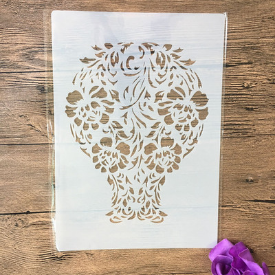 Ceas format A4 Șabloane pentru pictura pe perete cu flori Ștampilă Album de însemnări Album decorativ în relief Hârtie de artizanat Șablon de etichetă de flori DIY