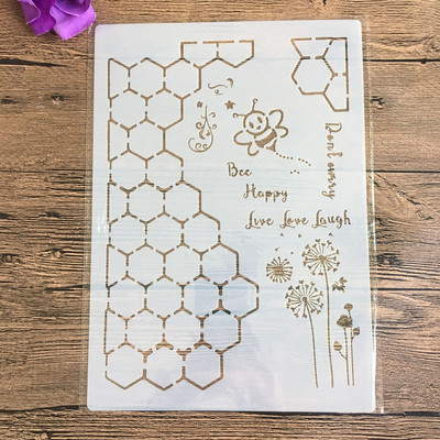 Ceas format A4 Șabloane pentru pictura pe perete cu flori Ștampilă Album de însemnări Album decorativ în relief Hârtie de artizanat Șablon de etichetă de flori DIY