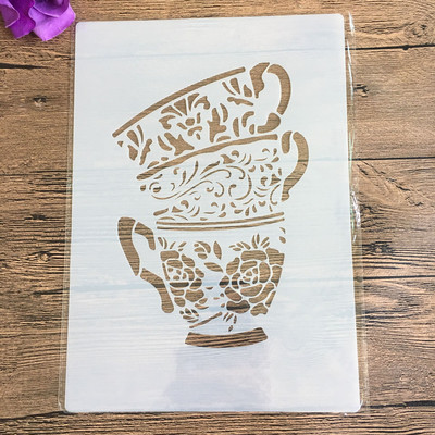 Ceas format A4 Șabloane pentru pictura pe perete cu flori Ștampilă Album de însemnări Album decorativ în relief Hârtie de artizanat Șablon de etichetă de flori DIY