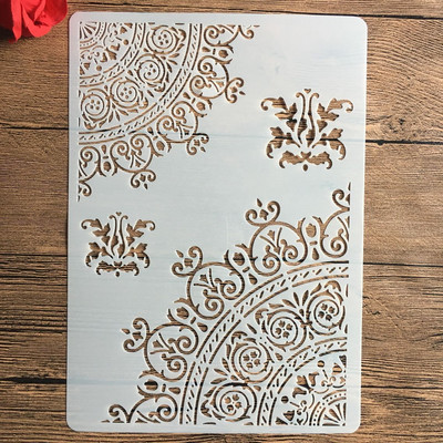 Ceas format A4 Șabloane pentru pictura pe perete cu flori Ștampilă Album de însemnări Album decorativ în relief Hârtie de artizanat Șablon de etichetă de flori DIY