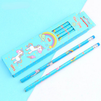 12 bucăți/set drăguț Kawaii desene animate unicorn creion HB articole de schiță papetărie de desen rechizite de birou pentru studenți cadou pentru copii