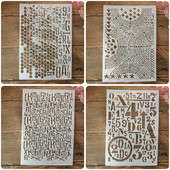 4db/készlet A5 21cm Hatszög kör Számok Szavak Rétegező Sablonok Festmény Scrapbook Színezés Dombornyomott Album Díszsablon