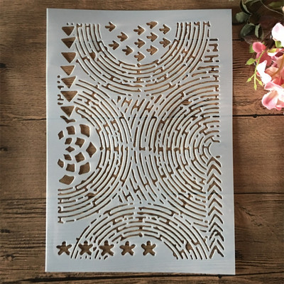 4db/készlet A5 21cm Hatszög kör Számok Szavak Rétegező Sablonok Festmény Scrapbook Színezés Dombornyomott Album Díszsablon