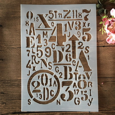 4db/készlet A5 21cm Hatszög kör Számok Szavak Rétegező Sablonok Festmény Scrapbook Színezés Dombornyomott Album Díszsablon