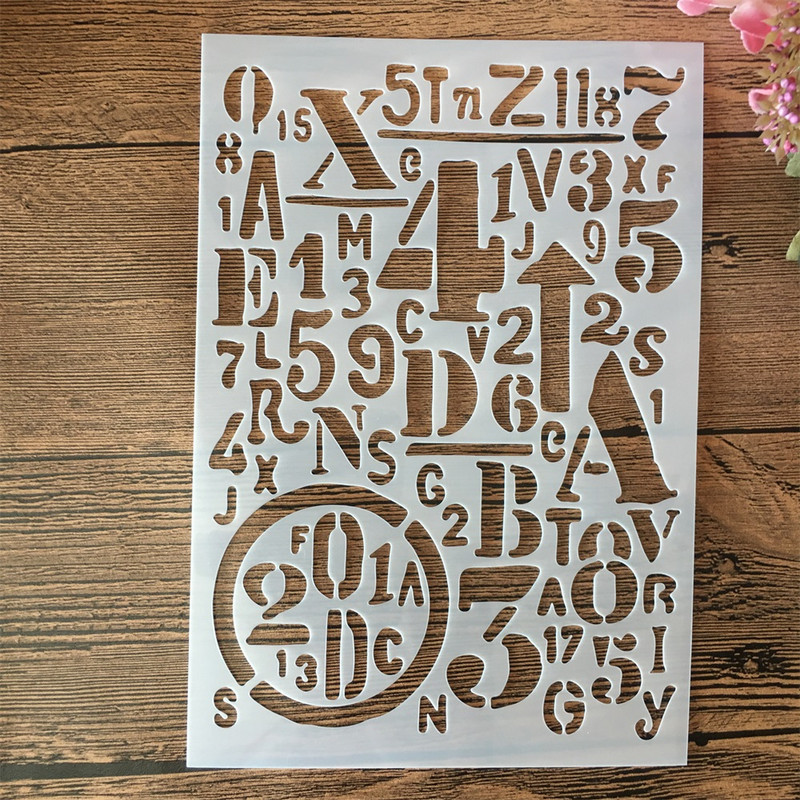 4db/készlet A5 21cm Hatszög kör Számok Szavak Rétegező Sablonok Festmény Scrapbook Színezés Dombornyomott Album Díszsablon