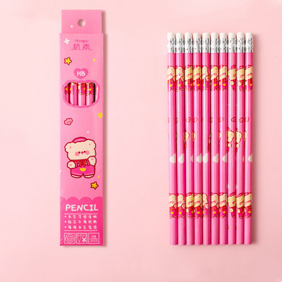 10 koka zīmuļi kastēs ar dzēšgumiju HB zīmulis Karikatūra planēta rakstīšanas pildspalva jauka Studentu pildspalva kawaii Skolas piederumi dāvanas pildspalvas balva