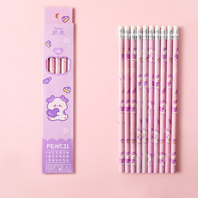 10 koka zīmuļi kastēs ar dzēšgumiju HB zīmulis Karikatūra planēta rakstīšanas pildspalva jauka Studentu pildspalva kawaii Skolas piederumi dāvanas pildspalvas balva