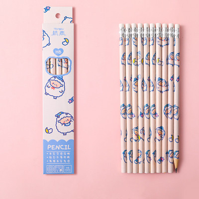 10 koka zīmuļi kastēs ar dzēšgumiju HB zīmulis Karikatūra planēta rakstīšanas pildspalva jauka Studentu pildspalva kawaii Skolas piederumi dāvanas pildspalvas balva