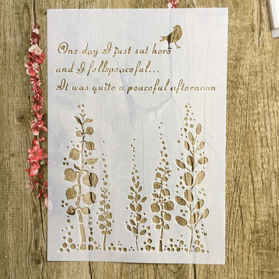 29 * 21 cm Biljni listovi morske alge DIY Šablone Zidne slike Spomenar Bojanje Reljefni album Ukrasni papirnati predložak kartice