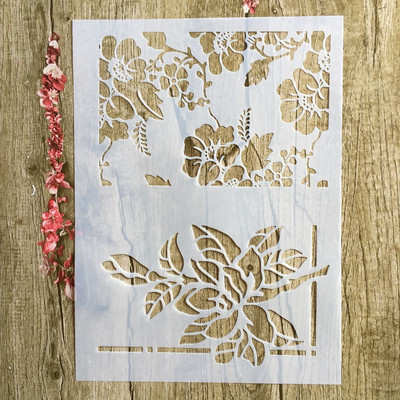 29 * 21 cm Biljni listovi morske alge DIY Šablone Zidne slike Spomenar Bojanje Reljefni album Ukrasni papirnati predložak kartice