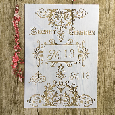 29 * 21 cm Biljni listovi morske alge DIY Šablone Zidne slike Spomenar Bojanje Reljefni album Ukrasni papirnati predložak kartice