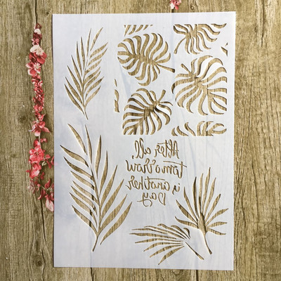 29 * 21 cm Biljni listovi morske alge DIY Šablone Zidne slike Spomenar Bojanje Reljefni album Ukrasni papirnati predložak kartice