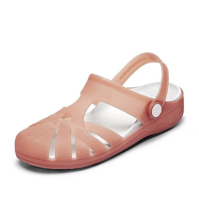 EOFK suvised naiste sandaalid puukingad Säravad läikivad värvid Lady Jelly Flat Comfort Sandaalid Sõjakingad