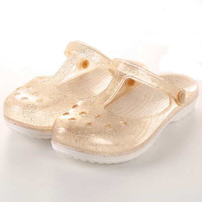 EOFK suvised naiste sandaalid puukingad Säravad läikivad värvid Lady Jelly Flat Comfort Sandaalid Sõjakingad