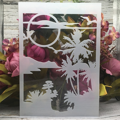 A4 29cm Moon Road Tree Night DIY Layering Šabloonid Seinamaalid Väljalõigete album värvimine Reljeefne Album Dekoratiivne Mall