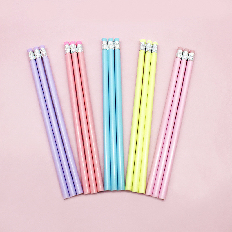 10vnt / partija medinis pieštukas HB pieštukas su trintuku vaikų piešimo pieštukas mokyklos rašymo raštinės reikmenys