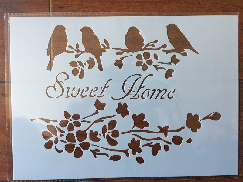 A4 29 * 21cm Pasăre de casă dulce Șabloane DIY Pictură de perete Album de însemnări de colorat Album de reliefare Șablon de carte de hârtie decorativă