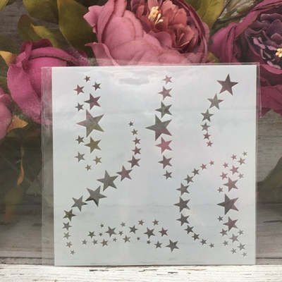 1Pcs 5*5" Stars Line DIY Layering Stencils Wall Painting Scrapbook Coloring ανάγλυφο άλμπουμ Διακοσμητικό χάρτινο πρότυπο κάρτας
