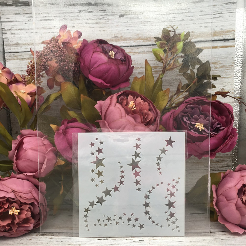 1kom 5*5" Stars Line šablone za zidne slike, album za utiskivanje u boji, album za utiskivanje, ukrasni papirnati predložak kartice