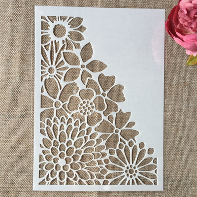 4Pcs/Lot 29cm A4 Mosaic Brick Drvena Daisy DIY Šablone za slojeve Slikanje Spomenar Bojanje Reljefni album Ukrasni predložak