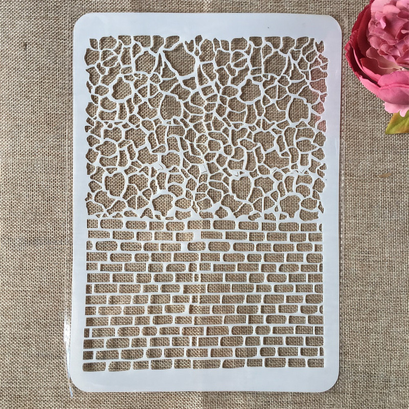 4Pcs/Lot 29cm A4 Mosaic Brick Drvena Daisy DIY Šablone za slojeve Slikanje Spomenar Bojanje Reljefni album Ukrasni predložak