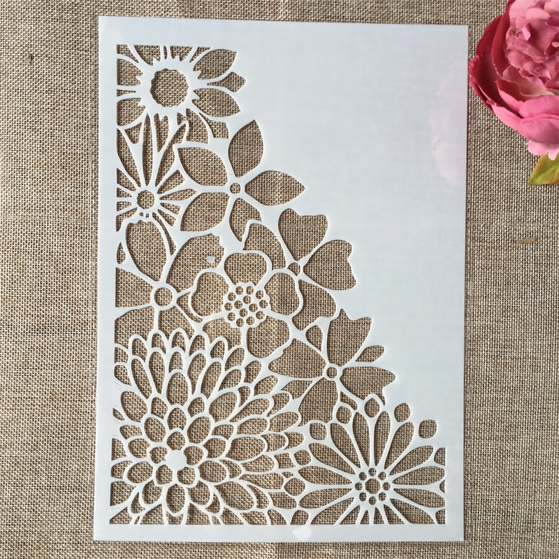 4Pcs/Lot 29cm A4 Mosaic Brick Drvena Daisy DIY Šablone za slojeve Slikanje Spomenar Bojanje Reljefni album Ukrasni predložak